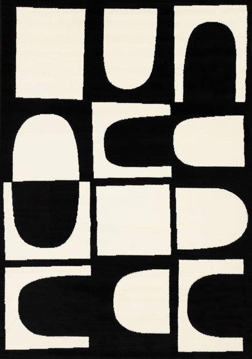 Florence Black White Dynamic Geometric Design, 7'9\" x 10'6\" Indoor Area Rug
