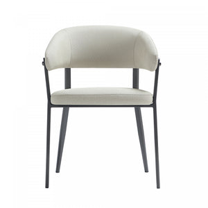 Belle Modern Metal Upholstered Dining Chair in Oatmeal