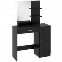 HOMCOM Vanity Table, Makeup Table with Mirror and Storage Shelves, Black