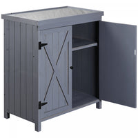 Outsunny Garden Storage Cabinet, Outdoor Tool Shed With Galvanized Top And Two Shelves For Yard Tool