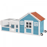 Pawhut Rabbit Hutch Outdoor, Bunny Cage Guinea Pig House Small Animals Habitat With Asphalt Roof, Ha