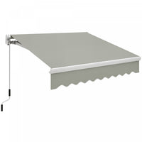 8'x7' Manual Retractable Sun Shade Patio Awning Canopy Shelter, Light Grey