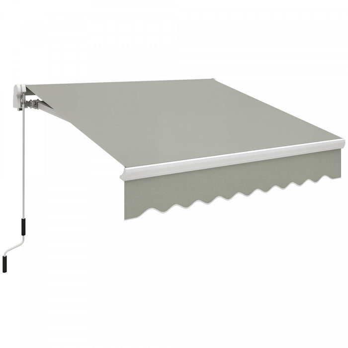 8'x7' Manual Retractable Sun Shade Patio Awning Canopy Shelter, Light Grey