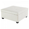 Liam 34.25\" Large Square Faux Leather Ottoman Coffee Table with Storage,Beige