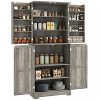 HOMCOM Farmhouse Kitchen Pantry Cabinet, Kitchen Storage Cabinet, Grey