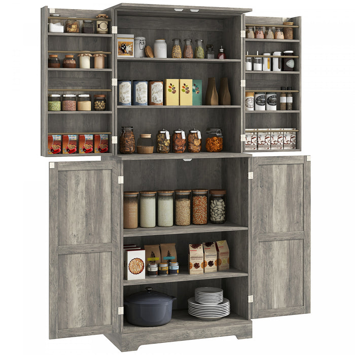 HOMCOM Farmhouse Kitchen Pantry Cabinet, Kitchen Storage Cabinet, Grey