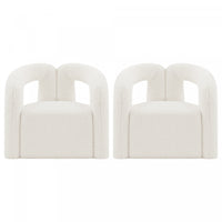 Darian Modern Boucle Lounge Chair in White - Set of 2 