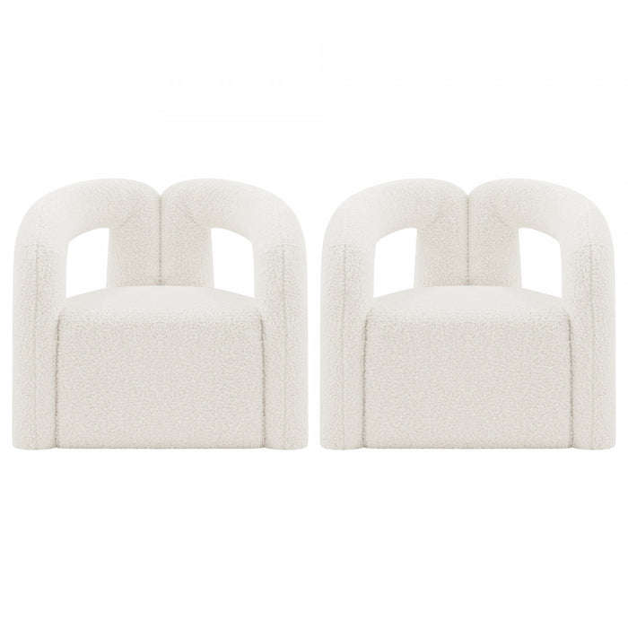Darian Modern Boucle Lounge Chair in White - Set of 2