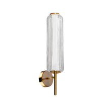 Dainolite Ramona LED Wall Sconce 10w Aged Brass Clear Fluted Glass Lamp