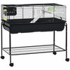 PawHut Small Animal Cage, 36.5\" Rolling Guinea Pig Cage with Detachable Stand, Water Dispenser, Food Dish, Ramp, Wheels, for Rabbit, Bunny, Ferret, Chinchilla, Dark Grey