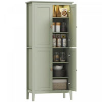 HOMCOM Kitchen Pantry with Sensor LED Light Pantry Storage Cabinet Green