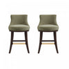 Lucia Modern Chenille Wood Counter Stool in Leaf Green - Set of 2