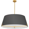 Dainolite Preston 4 Light Pendant 33\" Dia Aged Brass Black Fabric Shade Lamp