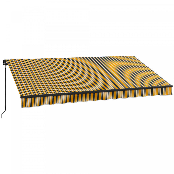 Outsunny 12' X 10' Retractable Awning, Patio Awning Sunshade Shelter With Manual Crank Handle, 280gsm Uv Resistant Fabric And Aluminum Frame, For Deck, Balcony, Yard, Amber/grey