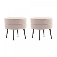 Bailey Mid-Century Modern Upholstered Accent Ottoman in Wheat - Set of 2