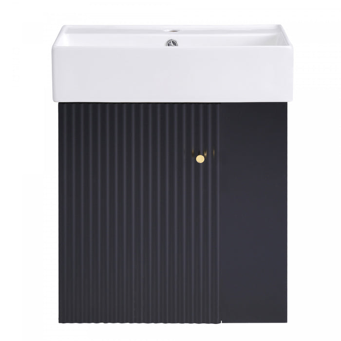 Rachel 21.6\" Floating Bathroom Vanity With Ceramic Basin, Soft-close Door, And Rightt Side Storage