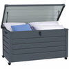 Outsunny Garden Storage Box, Deck Box with Lock for Tools, Cushions Grey