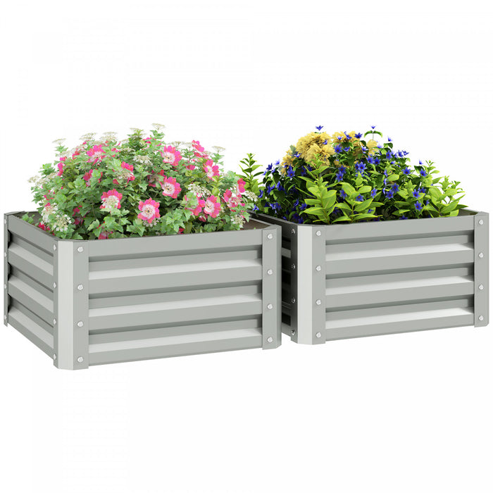 Outsunny 2' X 2' X 1' 2-pieces Raised Garden Bed, Light Grey