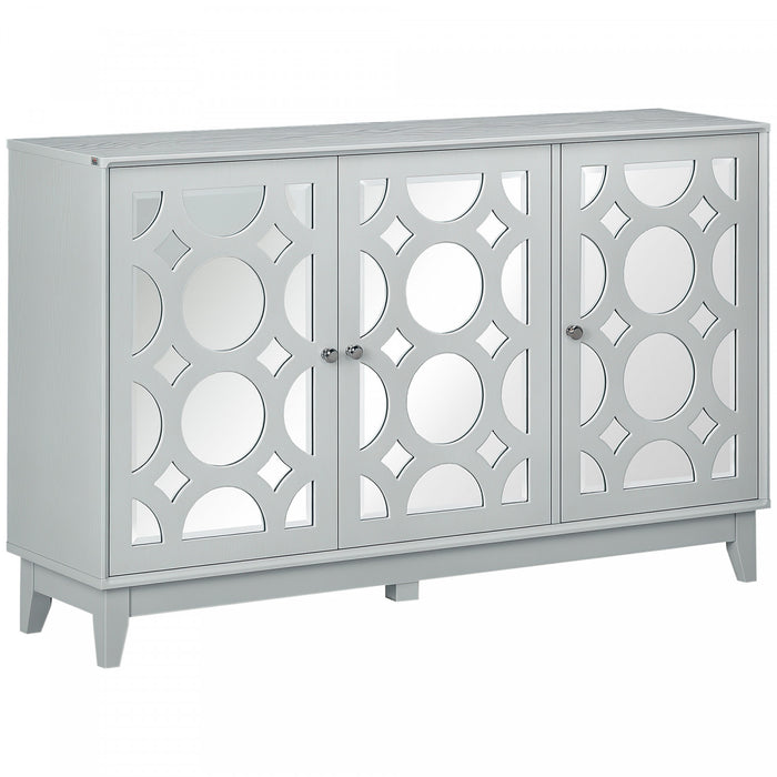 HOMCOM Mirrored Buffet Cabinet Kitchen Sideboard with 2 Cupboard, Gray