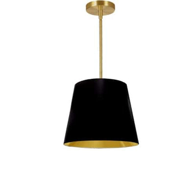 Dainolite Oversized Drum 1 Light Pendant tapered Drum Small Black/Gold Shade Lamp|Petit luminaire suspendu de Dainolite avec très grand abat-jour cylindrique effilé noir et doré, et 1 ampoule