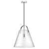 Dainolite Polly 1 Light Pendant Large Polished Chrome Clear Glass Lamp