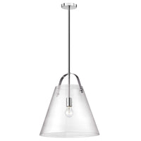 Dainolite Polly 1 Light Pendant Large Polished Chrome Clear Glass Lamp
