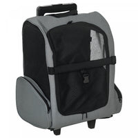 PawHut 2-IN-1 Pet Luggage Box Backpack Carrier Cats Dogs w/ Handle, Rolling Wheel Grey