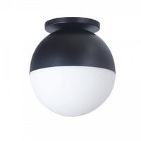 Dainolite Dayana 1 Light Flush Mount Incandescent Matte Black White Glass Lamp