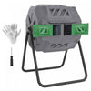 Outsunny 43 Gallon (160L) Tumbling Compost Bin Outdoor Dual Chamber 360° Rotating Composter with Sliding Doors, Solid Steel Frame and Gloves, Dark Green