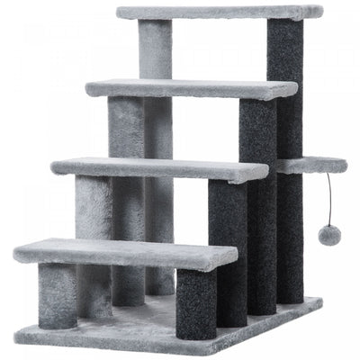 Pawhut Cat Stairs 4 Steps For Bed, Couch With Scratching Posts, Small Cat Tree For Indoor Cats With |Pawhut Escalier Pour Chat 4 Marches Pour Lit, Canape Avec Griffoirs, Petit Arbre A Chat Pour Chats D