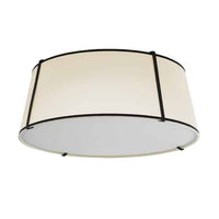 Dainolite Trapezoid 4 Light Flush Mount Tapered Drum Shaped Black/Cream Shade White Fabric Diffuser Lamp