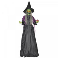 Homcom Halloween Old Witch Animatronic Prop W/ Light Up Eyes