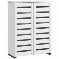 HOMCOM Slim Shoe Cabinet with 2 Slatted Doors for 15 Pairs of Shoes White