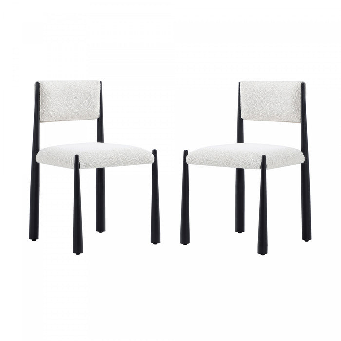 Lennor Mid-Century Modern Boucle Metal Side Chair in Cream - Set of 2