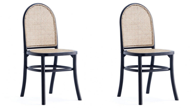 Manhattan Comfort Set of 2 Paragon Dining Chairs - Black Cane