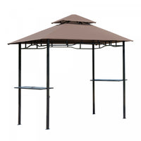 Outsunny 8' X 5' Bbq Grill Gazebo Tent With Double Tiered Canopy For Outdoor Sun Shade, Coffee