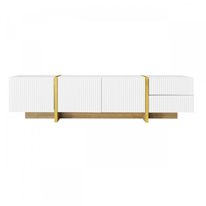 Emily 74.7\" Large Storage TV Cabinet with Doors and Drawers,Gold Tv Stand