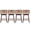 Talia Wooden Counter Height Bar Stool Set of 4 with Rattan Backrest,Walnut