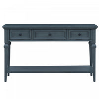 Sabina Solid Wood Console Table With 3 Drawers And Shelf - Navy