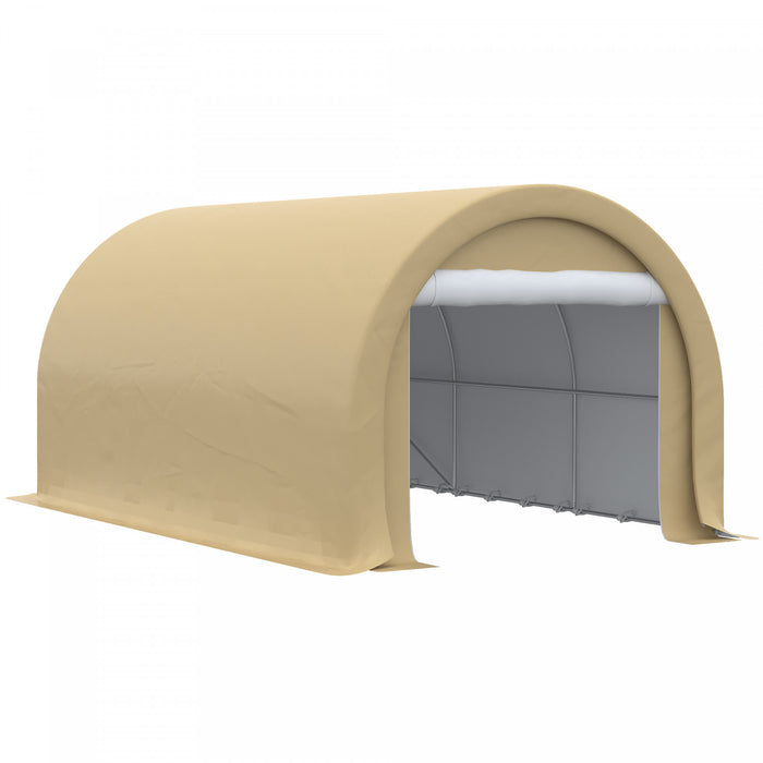 Outsunny 10' X 16' Carport Storage Tent Anti-uv Pe Portable Garage, Beige