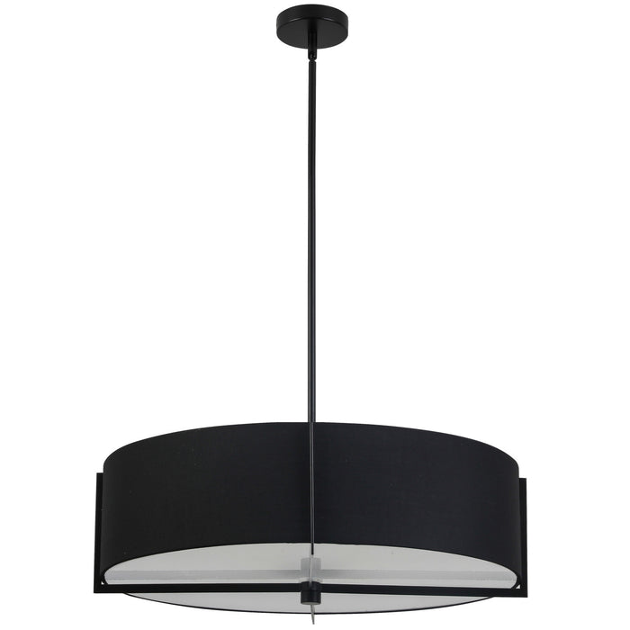 Dainolite Preston 4 Light Pendant 26\" Dia Matte Black Black Shade Lamp