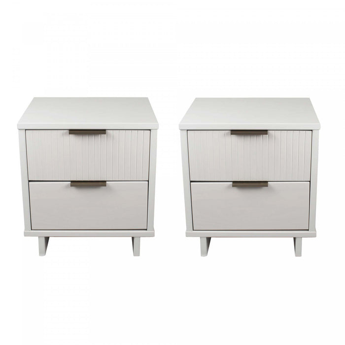 Granville Modern 18\" Nightstand in White (2-Drawer) - Set of 2