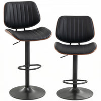 HOMCOM Bar Stools Set of 2, Mid-Century Modern Swivel Barstools, Black