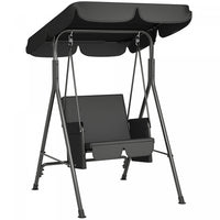 Outsunny 1-seat Patio Swing Chair With Adjustable Canopy And Cushions