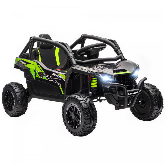 Qaba 12V Ride on Car Truck, Kids Electric Car Licensed Kawasaki TERYX KRX 2WD with Rear Suspension, Remote Control, LED Lights, Music and Horn for 3-8 Years Boys Girls, Black