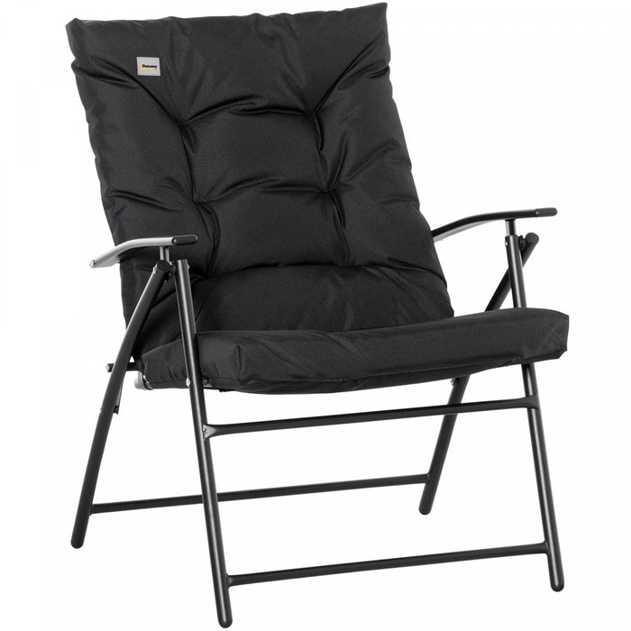 Foldable Lounge Chair, Fabric Upholstered Recliner With Armrest, Black