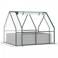 Outsunny Greenhouse With Raised Garden Bed, Steel Outdoor Planter Box, Roll Up Door, Dual Use For Fl
