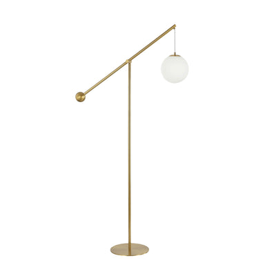 Dainolite Holly 1 Light Floor Lamp 66" H Aged Brass Opal White Glass|Lampe à pied Holly de Dainolite de 66 po de hauteur en verre blanc opale, avec fini laiton vieilli et 1 ampoule