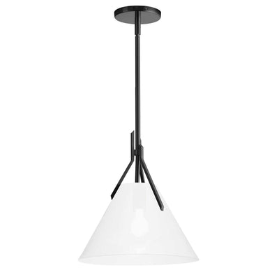 Dainolite Nicole 1 Light Pendant Matte Black Opal White Glass Lamp|Luminaire suspendu Nicole de Dainolite en verre blanc opale, avec fini noir mat et 1 ampoule