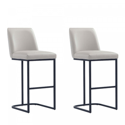 Serena Modern Metal Upholstered Barstool in Light Gray - Set of 2 Bar Stool | Tabouret de bar moderne en metal et tissu Serena, gris clair - Lot de 2
